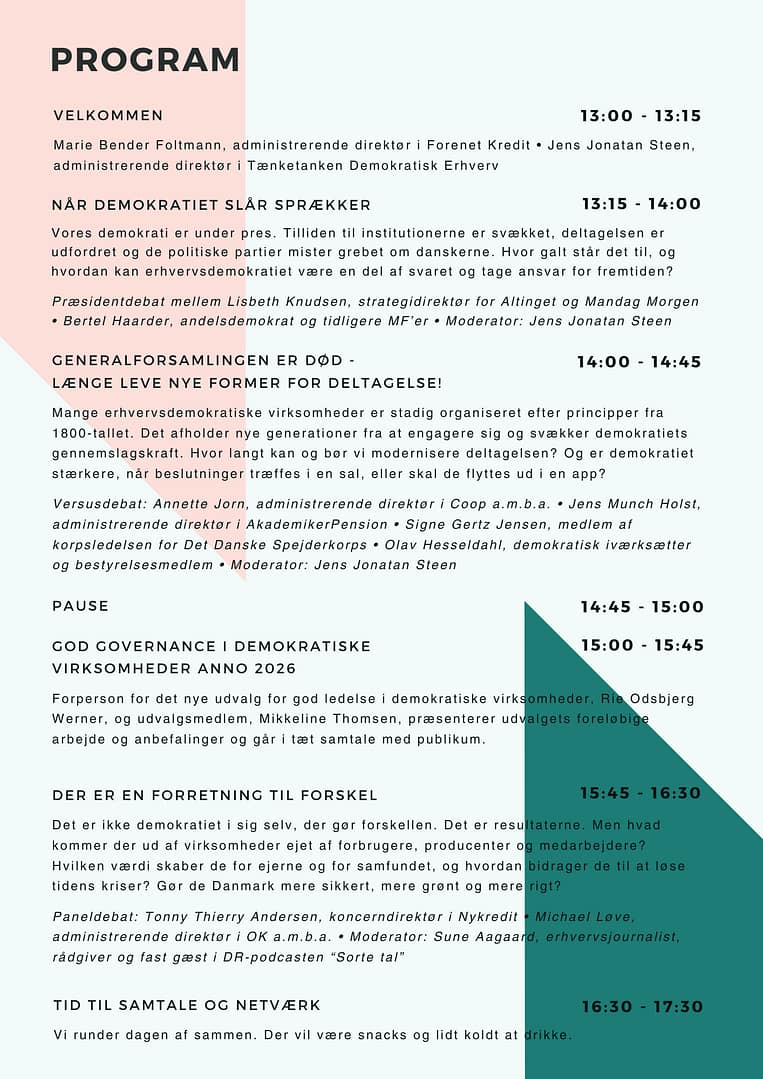Program for Erhvervsdemokratisk Topmøde 2026​